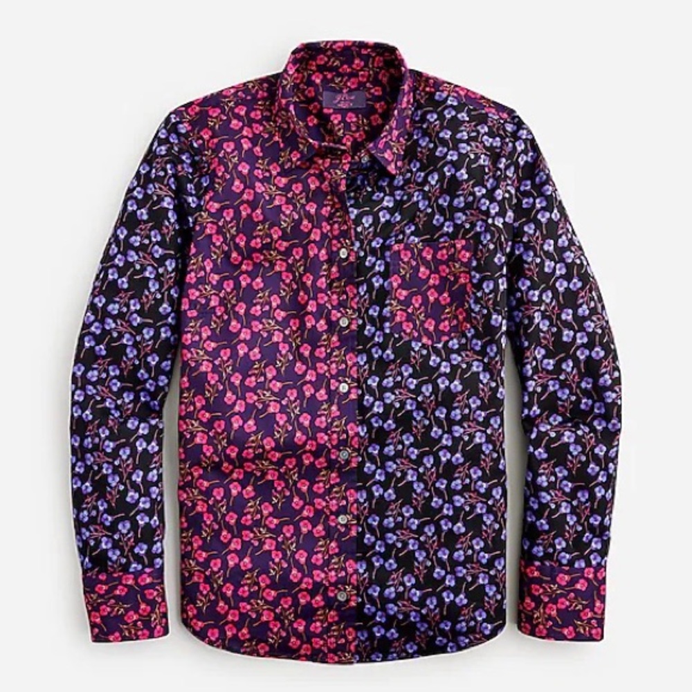 JCrew slim perfect Liberty mixed print shirt